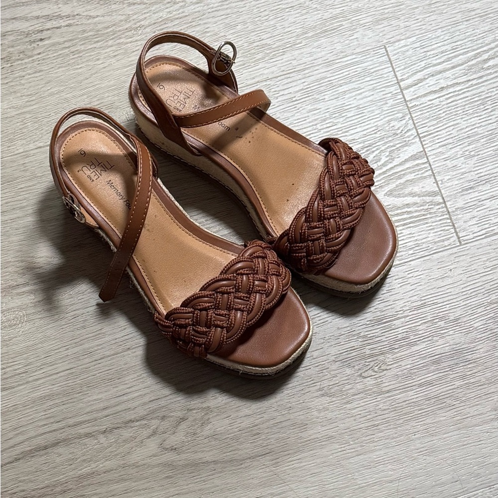 Women's Woven Strap Espadrille Wedge Sandals - Brown - Picture 2 of 2